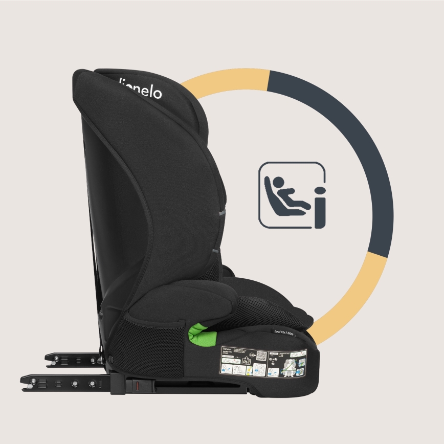 Lionelo - Seggiolino auto LEVI FIX i-Size 76-150 cm Nero Carbonio
