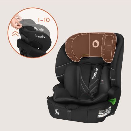 Lionelo - Seggiolino auto LEVI FIX i-Size 76-150 cm Nero Carbonio