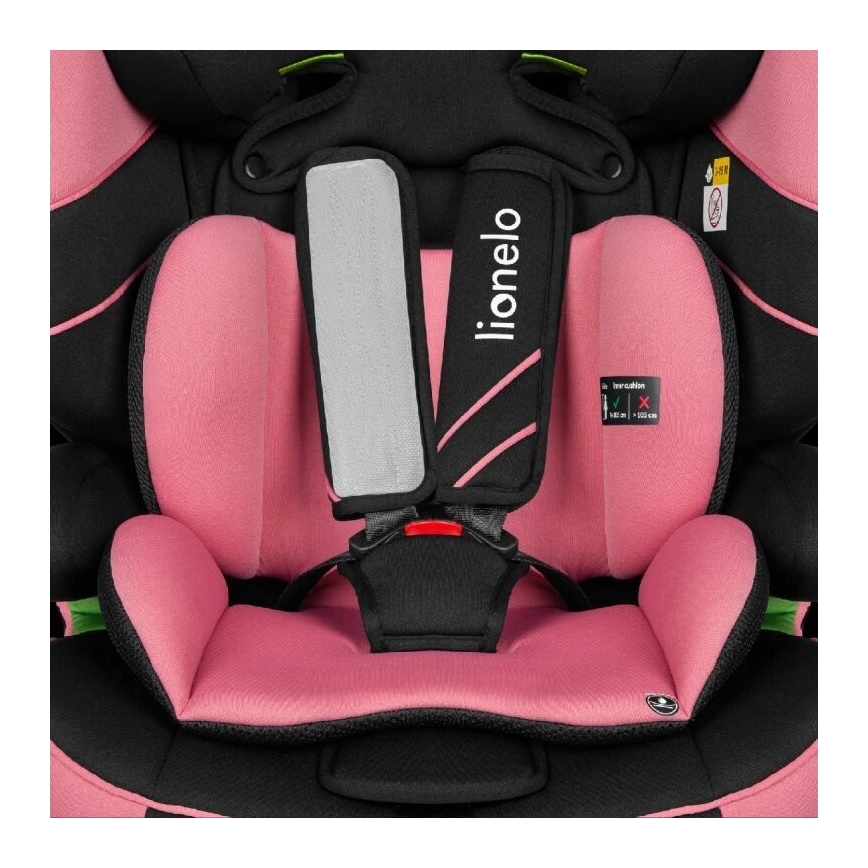 Lionelo - Seggiolino auto LEVI ONE i-Dimensioni 76-150 cm nero/rosa