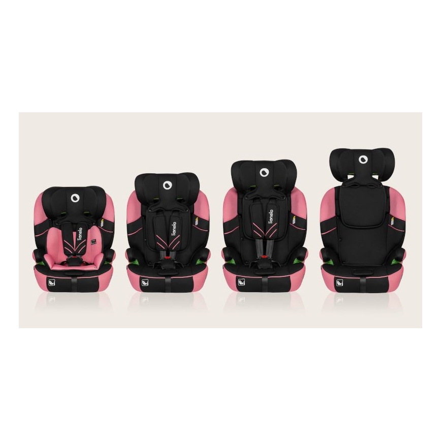 Lionelo - Seggiolino auto LEVI ONE i-Dimensioni 76-150 cm nero/rosa