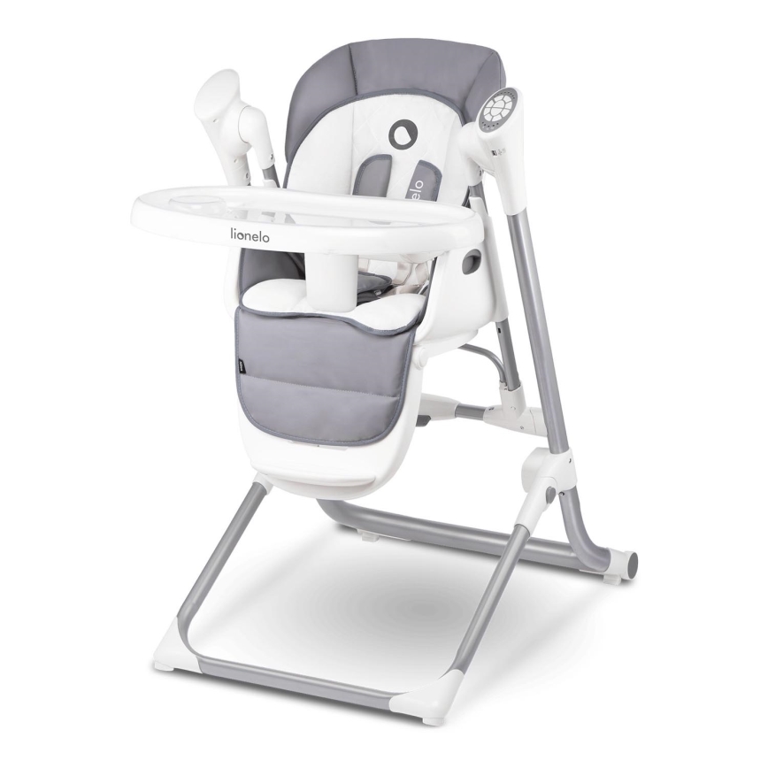 Lionelo - Seggiolino da pappa per bambini NILES Grigio 4xAA