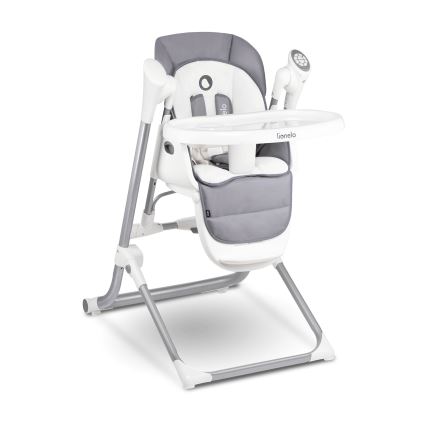 Lionelo - Seggiolino da pappa per bambini NILES Grigio 4xAA