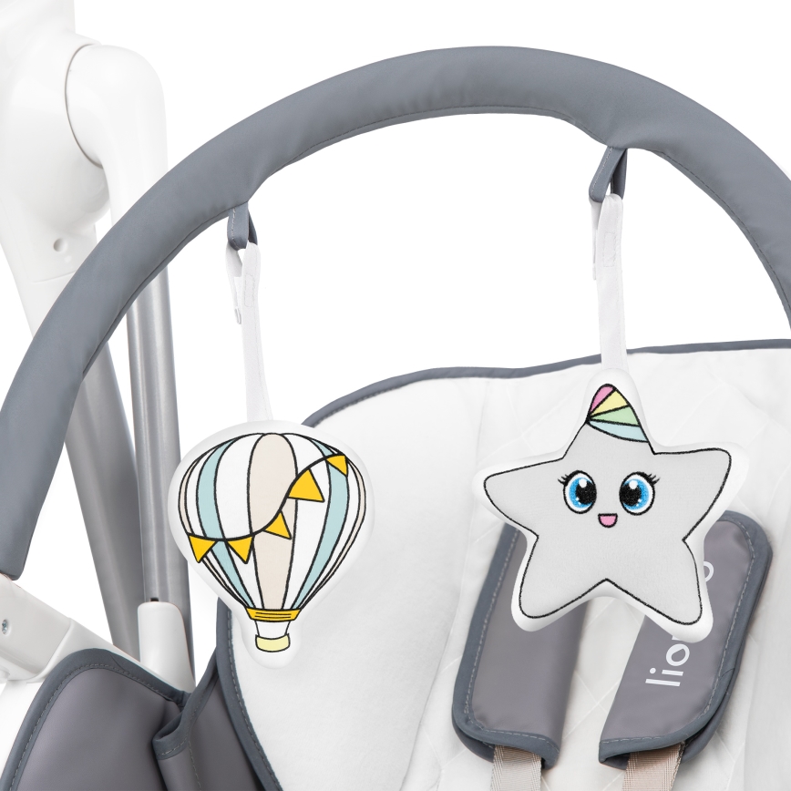 Lionelo - Seggiolino da pappa per bambini NILES Grigio 4xAA
