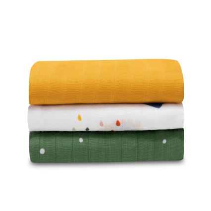Lionelo - Set da 3 mussole in bambù 70x70 cm Dino