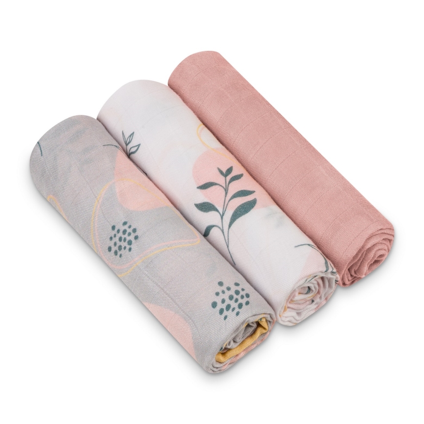 Lionelo - Set da 3 mussole in bambù 70x70 cm Leaf