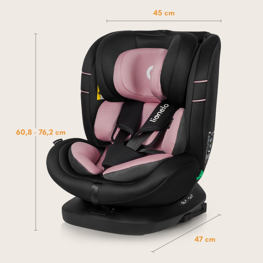 Lionelo - Siège-auto avec base pivotante BASTIAAN i-Size 40-150 cm Rose