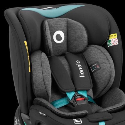 Lionelo - Siège auto avec base pivotante NAVY i-Taille 40-150 cm noir/turquoise