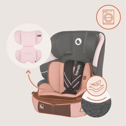 Lionelo - Siège auto LEVI FIX i-Size 76-150 cm Rose Bébé
