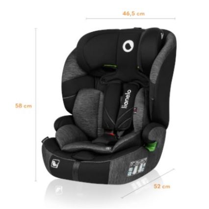 Lionelo - Siège auto LEVI ONE i-Taille 76-150 cm noir/gris