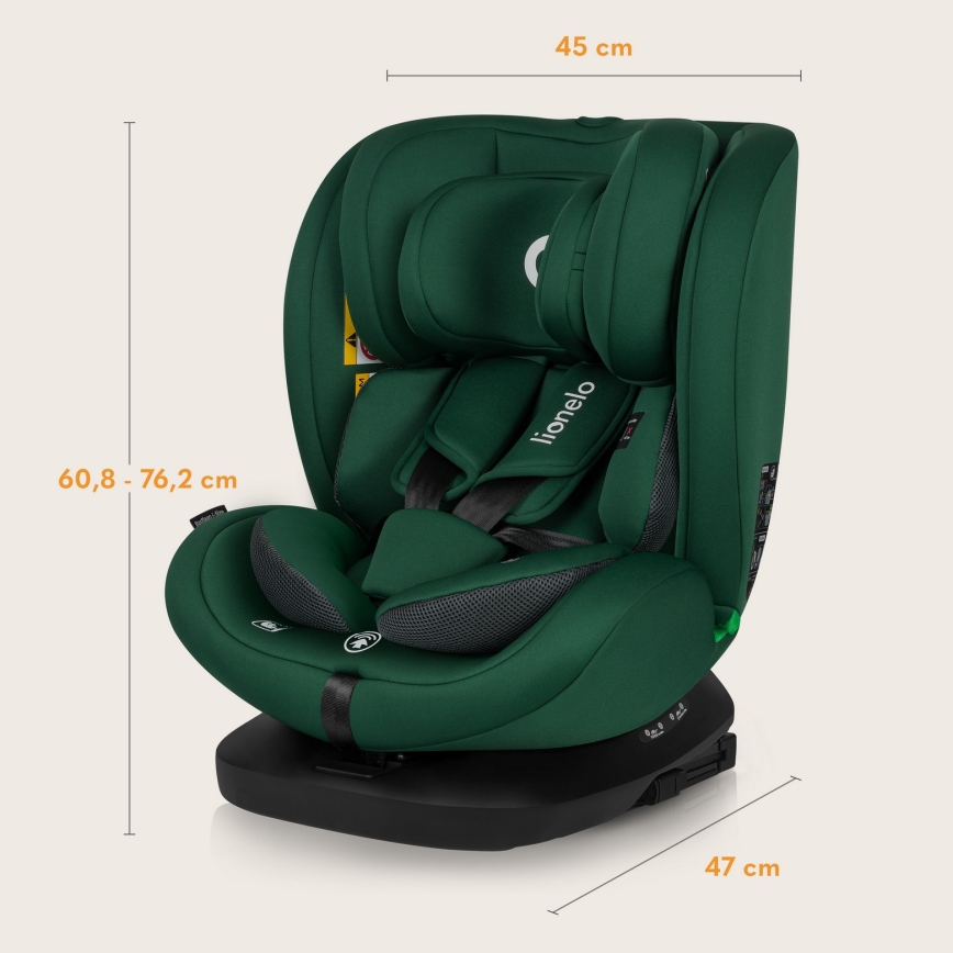 Lionelo - Siège-auto pivotant avec base BASTIAAN i-Size 40-150 cm Vert Forêt