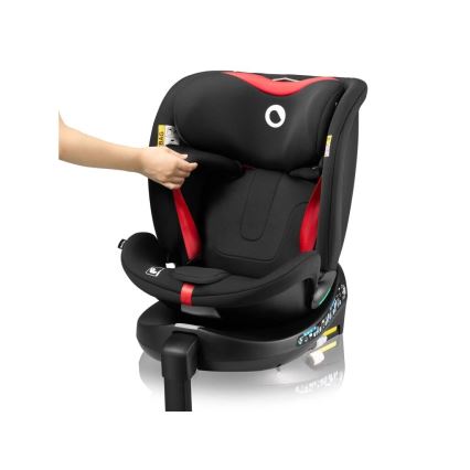 Lionelo - Siège-auto pivotant avec base NAVY i-Size 40-150 cm noir/rouge