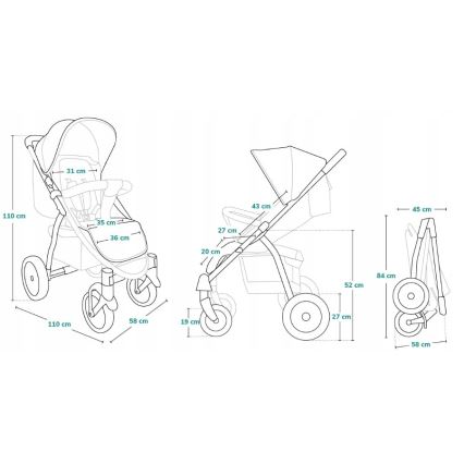 Lionelo - Sport-Kinderwagen ANNET PLUS Golden Moments