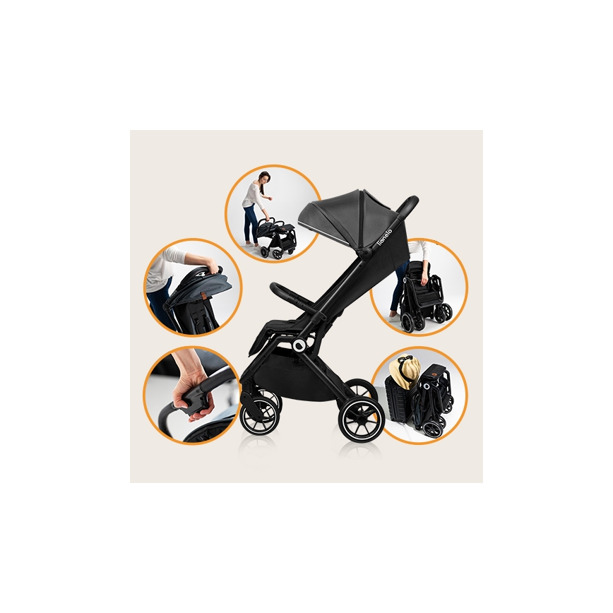 Lionelo - Sportkinderwagen CLOE schwarz/grau