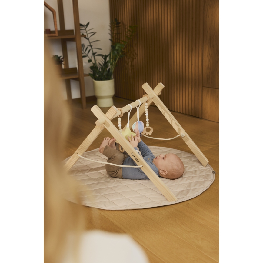 Lionelo - Tapis d'éveil pour bébé avec arche en bois ANIS