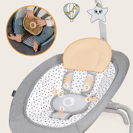 Lionelo - Transat vibrant pour bébé avec mélodie PASCAL 2xAA gris