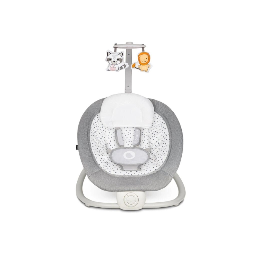 Lionelo - Transat vibrant pour bébé avec mélodie PASCAL 2xAA gris