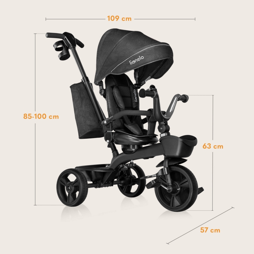 Lionelo - Triciclo per bambini KORI Grigio Pietra