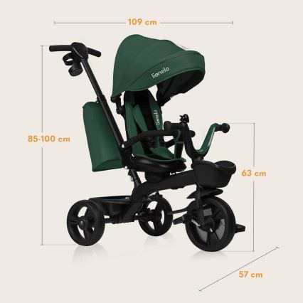 Lionelo - Triciclo per bambini KORI Verde smeraldo