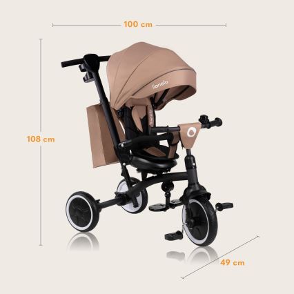 Lionelo - Triciclo per bambini TRIS PLUS Beige Sabbia