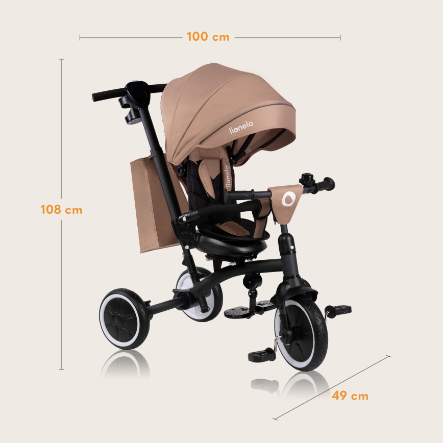 Lionelo - Triciclo per bambini TRIS PLUS Beige Sabbia