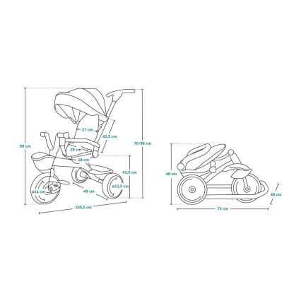 Lionelo - Tricycle pour enfant TRIS rose/gris