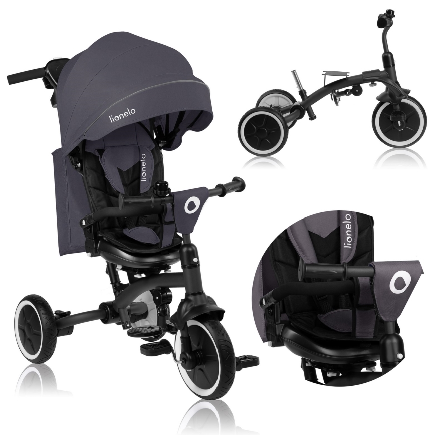 Lionelo - Tricycle TRIS PLUS pour enfants, Gris pierre