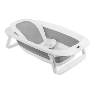 Lionelo - Vaschetta pieghevole per bambini con termometro BABY BUBBLE, 2x LR44, Grigio Colomba