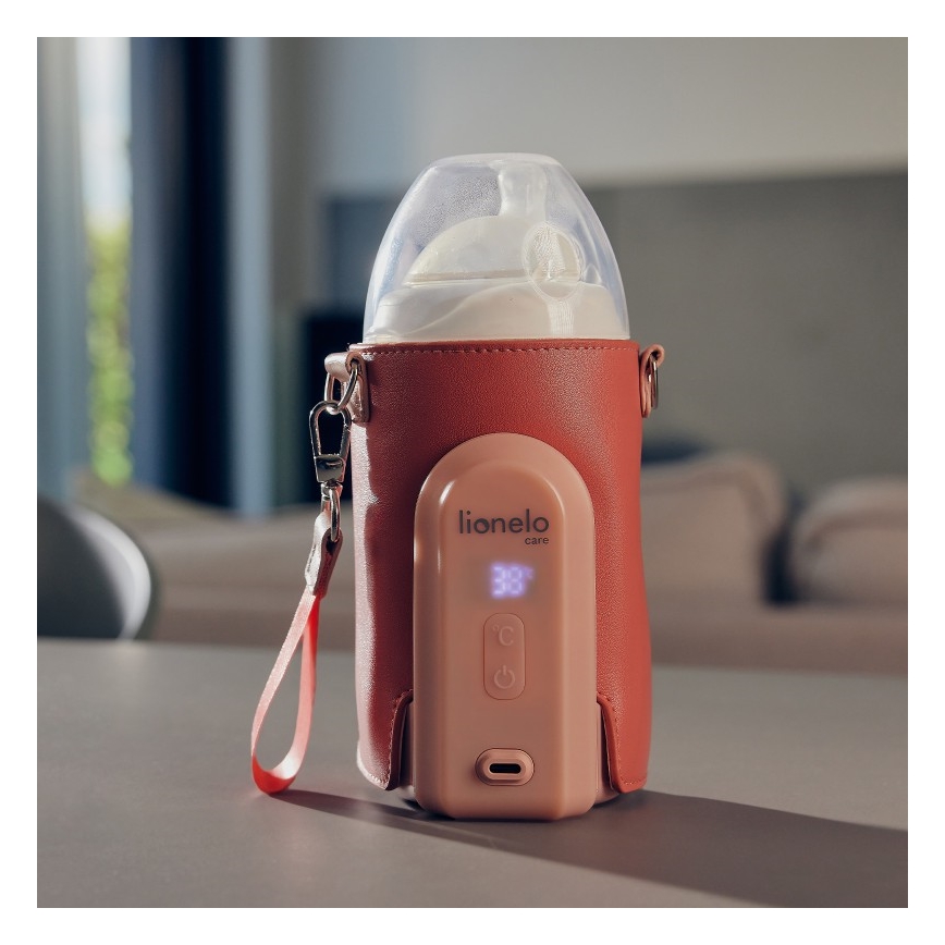 Lionelo - Wiederaufladbarer Flaschenwärmer THERMUP GO EVO 18W/5V rosa