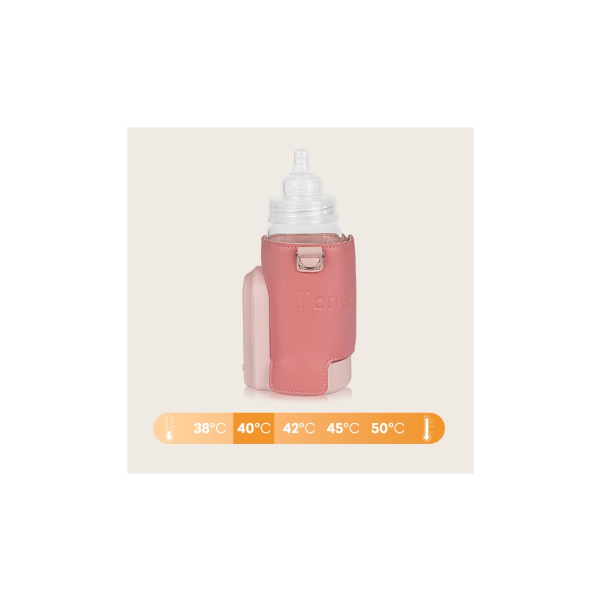 Lionelo - Wiederaufladbarer Flaschenwärmer THERMUP GO EVO 18W/5V rosa