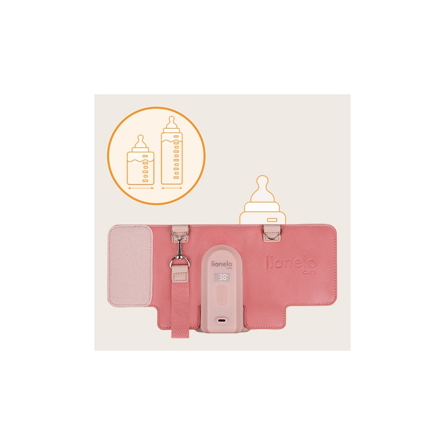 Lionelo - Wiederaufladbarer Flaschenwärmer THERMUP GO EVO 18W/5V rosa