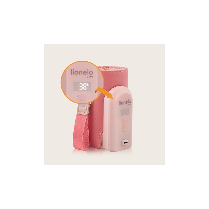 Lionelo - Wiederaufladbarer Flaschenwärmer THERMUP GO EVO 18W/5V rosa