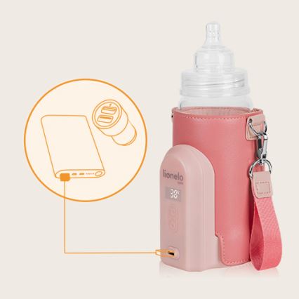 Lionelo - Wiederaufladbarer Flaschenwärmer THERMUP GO EVO 18W/5V rosa