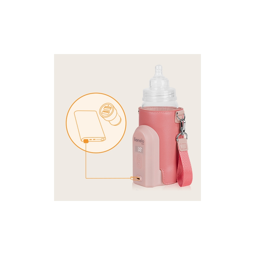 Lionelo - Wiederaufladbarer Flaschenwärmer THERMUP GO EVO 18W/5V rosa