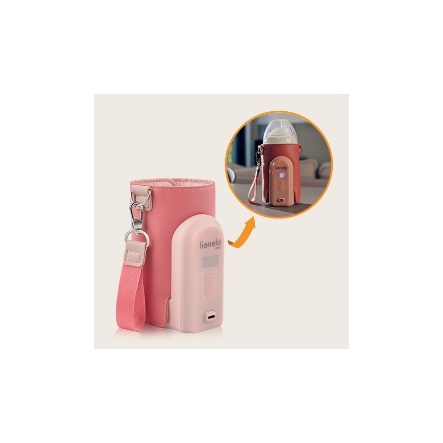 Lionelo - Wiederaufladbarer Flaschenwärmer THERMUP GO EVO 18W/5V rosa