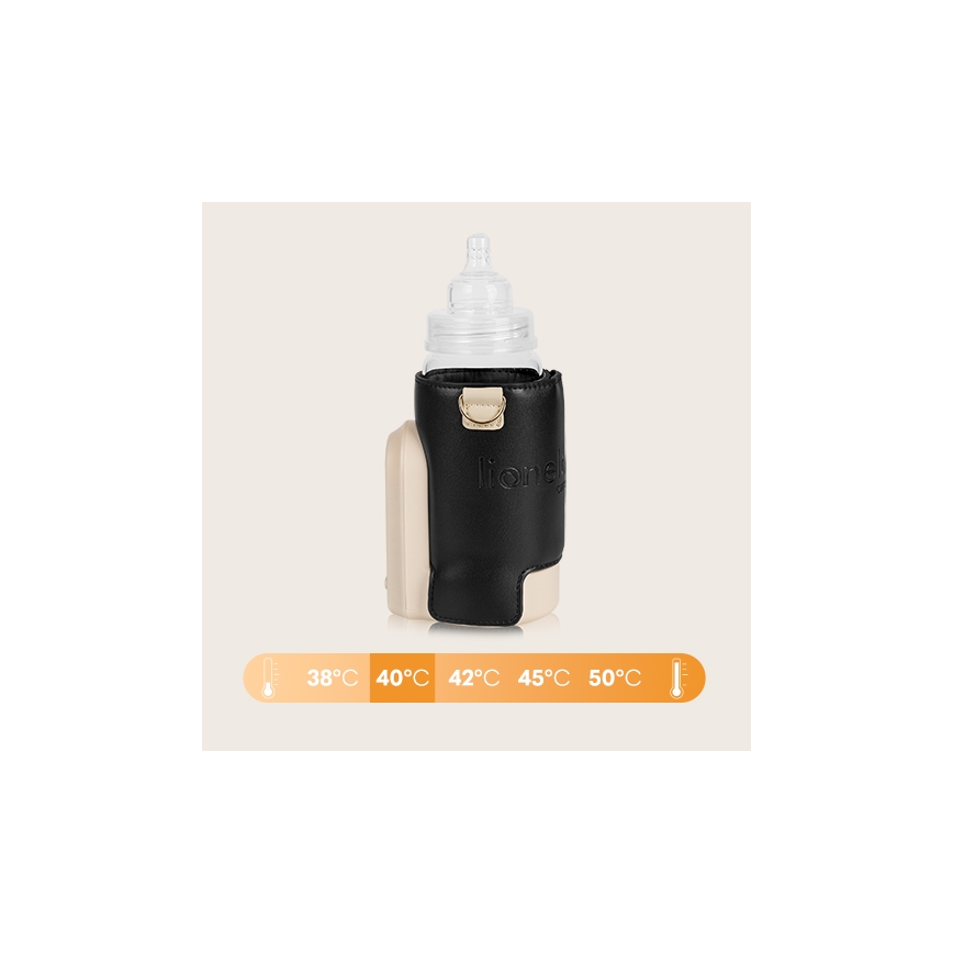 Lionelo - Wiederaufladbarer Flaschenwärmer THERMUP GO EVO 18W/5V schwarz/beige