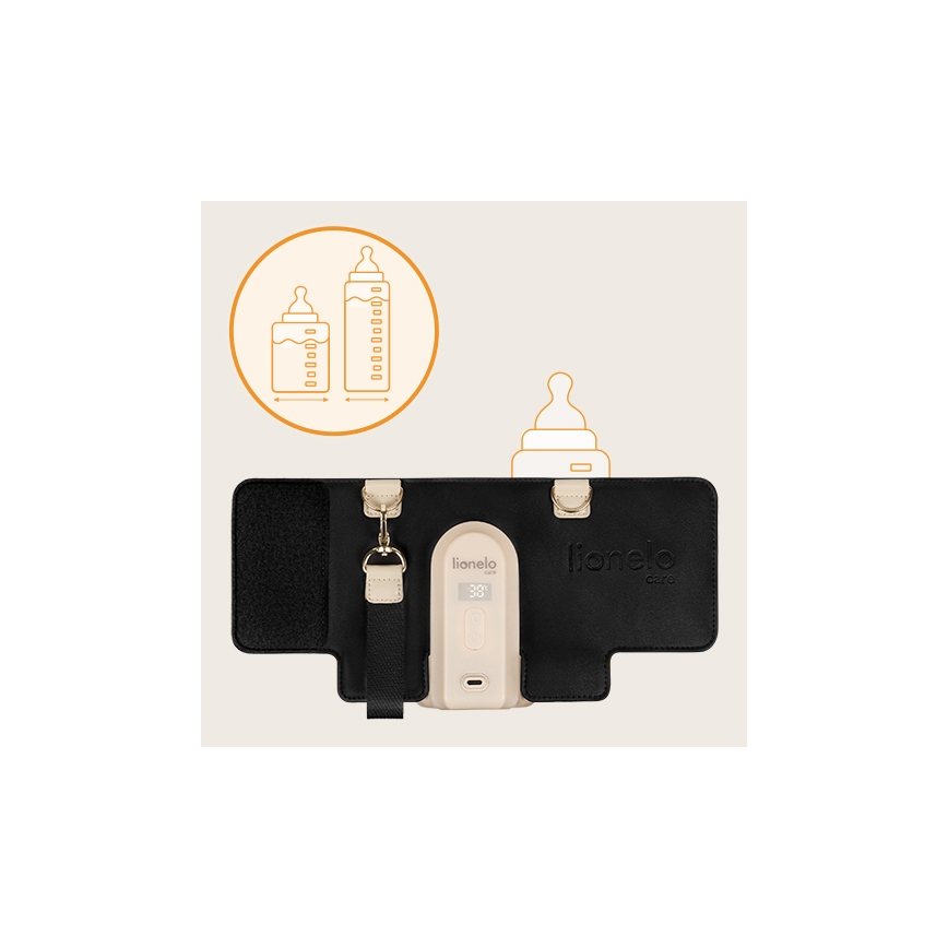 Lionelo - Wiederaufladbarer Flaschenwärmer THERMUP GO EVO 18W/5V schwarz/beige