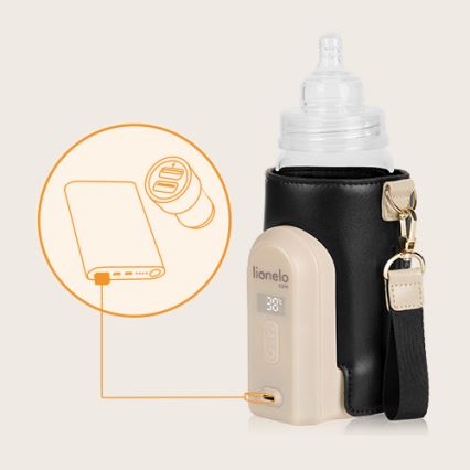 Lionelo - Wiederaufladbarer Flaschenwärmer THERMUP GO EVO 18W/5V schwarz/beige