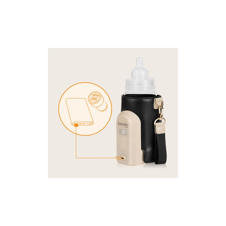 Lionelo - Wiederaufladbarer Flaschenwärmer THERMUP GO EVO 18W/5V schwarz/beige