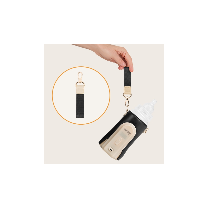 Lionelo - Wiederaufladbarer Flaschenwärmer THERMUP GO EVO 18W/5V schwarz/beige