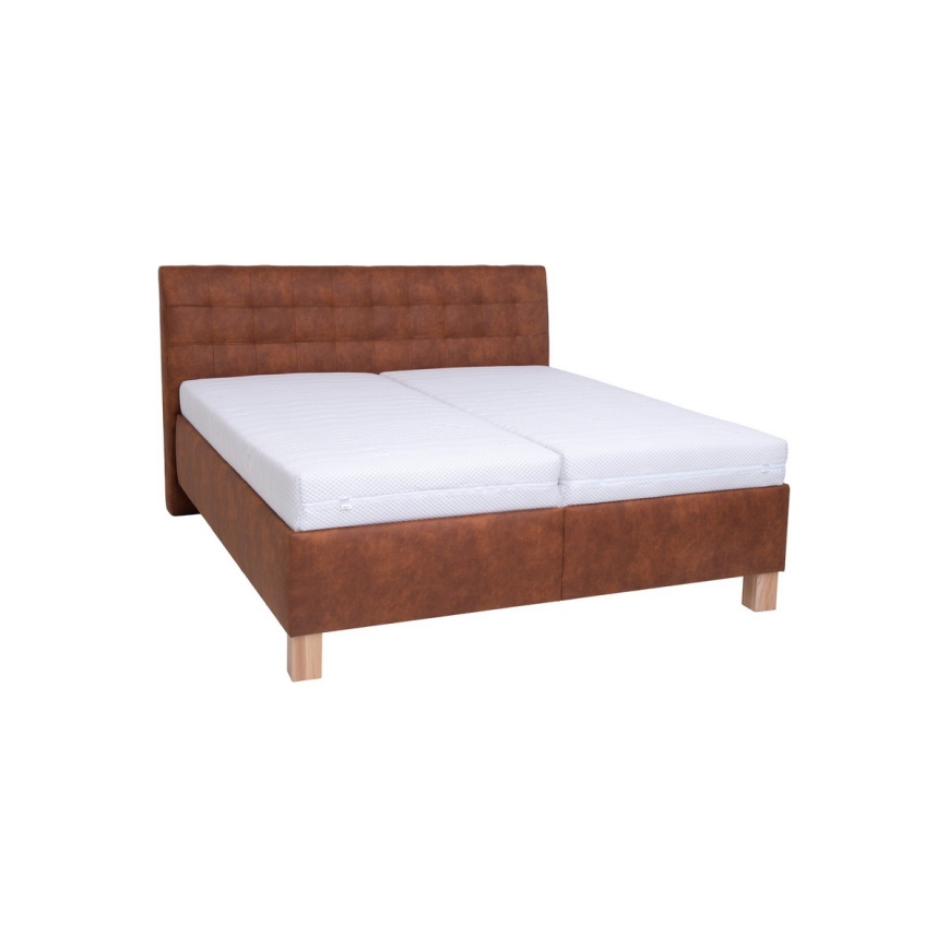 Lit tapissé avec coffre de rangement, sans matelas VIOLET 160x200 cm coloris cognac