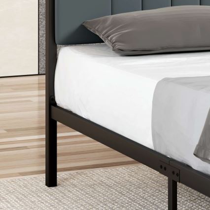 Lit double en métal LUNOR 140 x 200 cm, finition anthracite, capacité maximale 200 kg