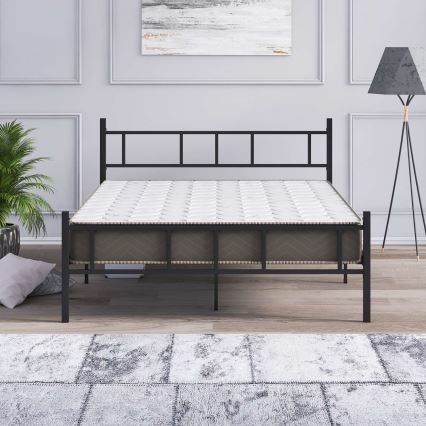 Lit double en métal PIRON 160x200 cm noir, charge maximale 200 kg