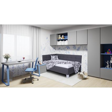 Lit et rembourré avec espace de rangement sans matelas MARIA PETITE 120x200 cm gris