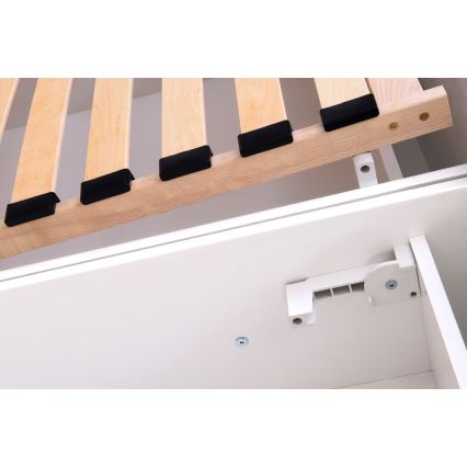 Lit rembourré ALIS 160 x 200 cm avec matelas et coffre de rangement, marron