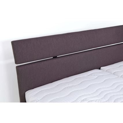 Lit rembourré ALIS 160 x 200 cm avec matelas et coffre de rangement, marron