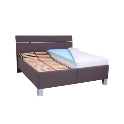 Lit rembourré ALIS 160 x 200 cm avec matelas et coffre de rangement, marron