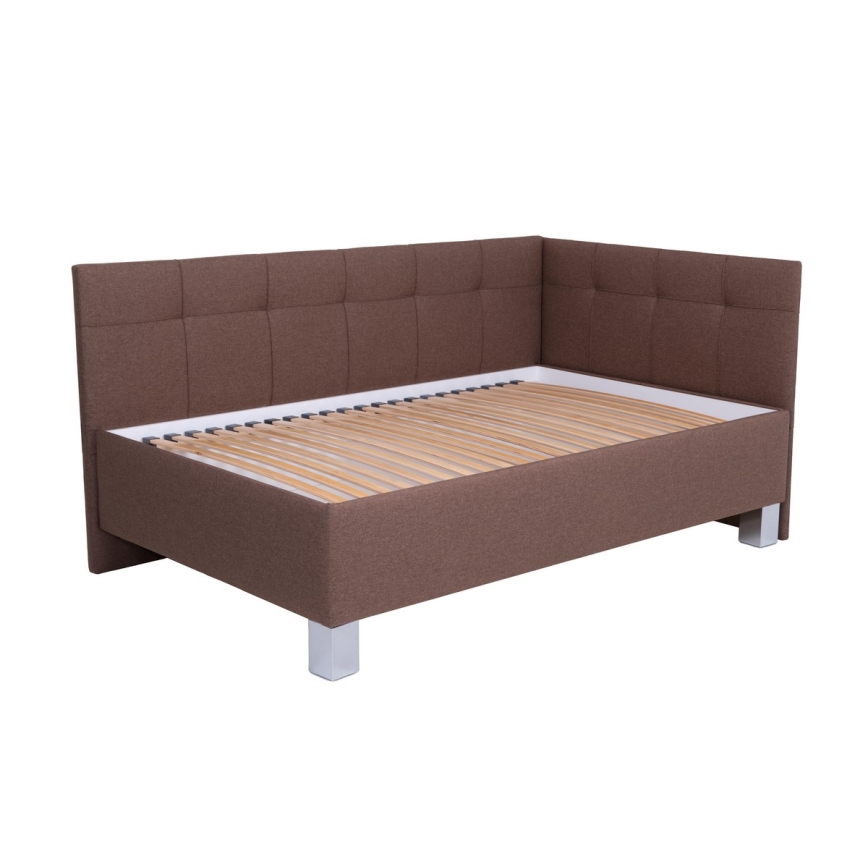 Lit rembourré avec coffre de rangement MARIA PETITE 120x200 cm, sans matelas, marron