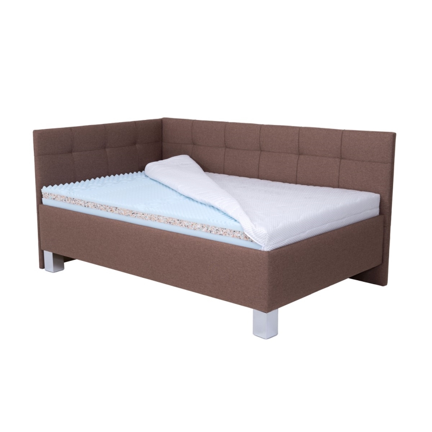 Lit rembourré avec coffre de rangement MARIA PETITE 120x200 cm, sans matelas, marron