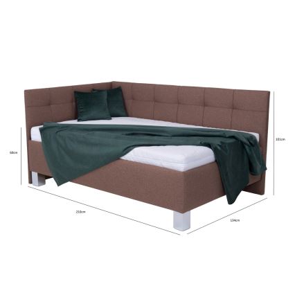 Lit rembourré avec coffre de rangement MARIA PETITE 120x200 cm, sans matelas, marron