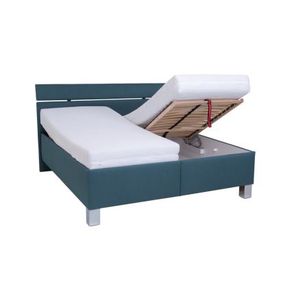 Lit rembourré avec coffre de rangement sans matelas ALIS 180x200 cm bleu pétrole
